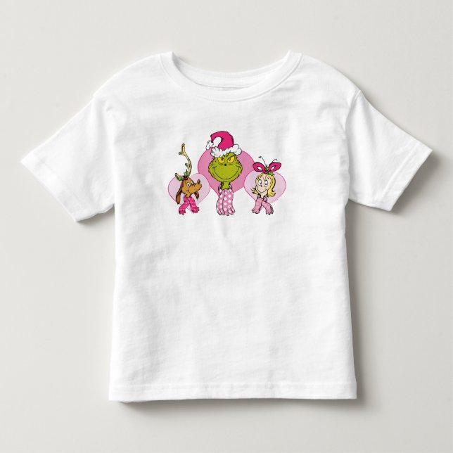 Camiseta De Bebé Grinch Crew in Pink Valentine's Portrait (Anverso)