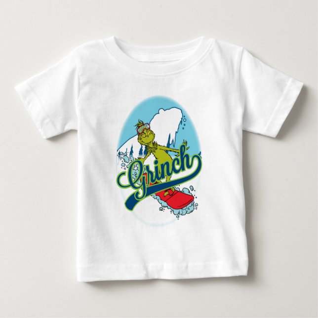 Camiseta De Bebé Grinch en snowboard (Anverso)