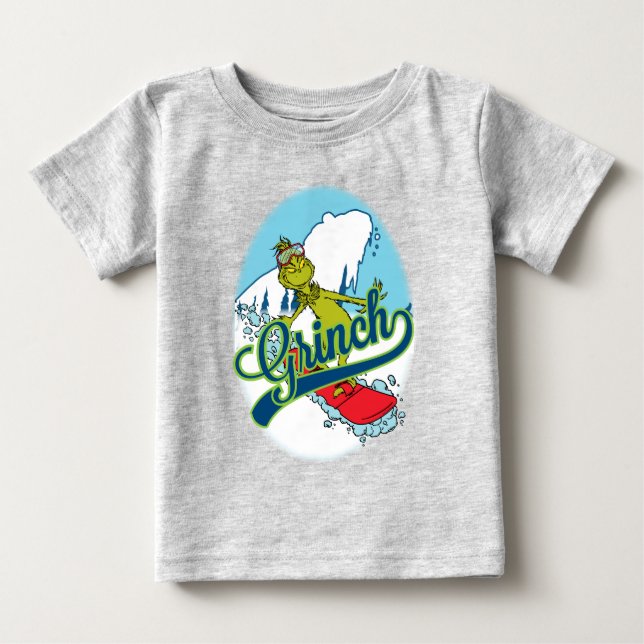 Camiseta De Bebé Grinch en snowboard (Anverso)