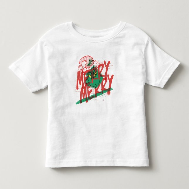 Camiseta De Bebé Grinch | Gráfica Merry Merry Grunge (Anverso)