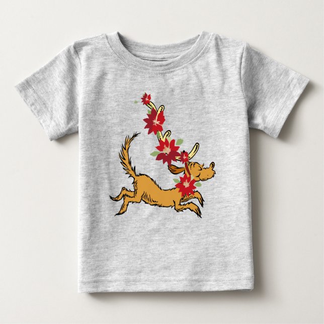 Camiseta De Bebé Grinch | Máx Navidades Pointsettia (Anverso)