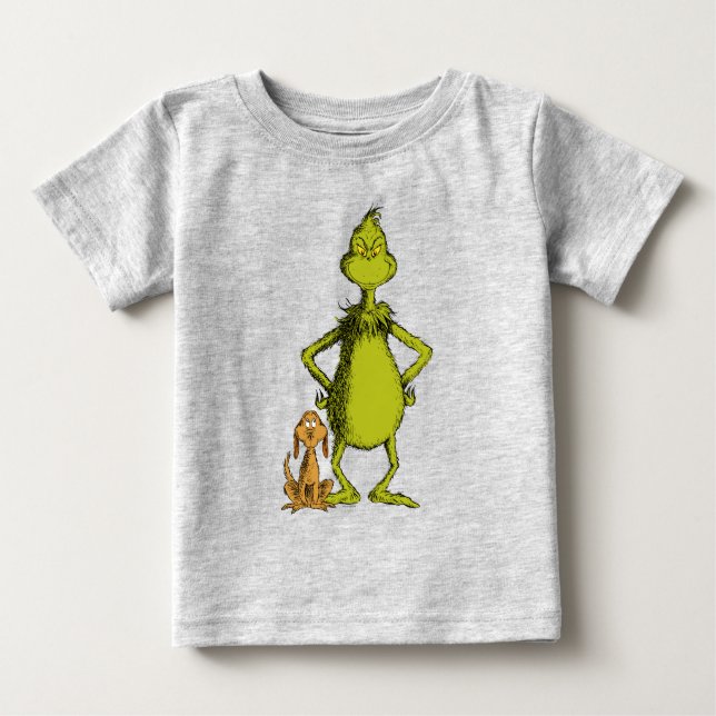 Camiseta De Bebé Grinch | Max y postura de Grinch (Anverso)