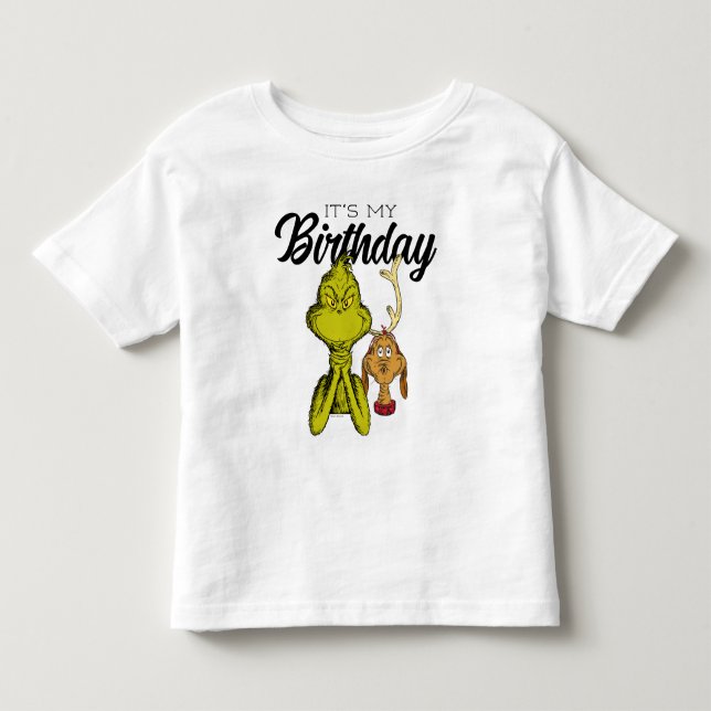 Camiseta De Bebé Grinch Pizarra Es Mi Cumpleaños (Anverso)