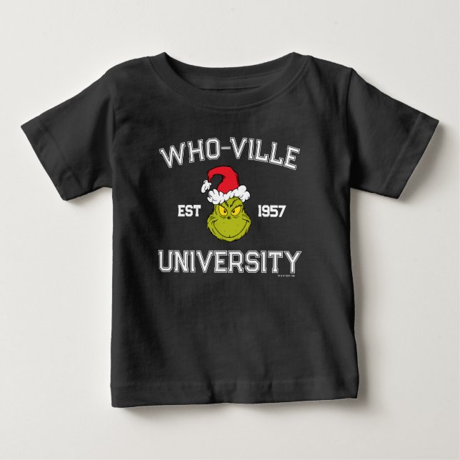 Camiseta De Bebé Grinch | Universidad de Who-ville Est 1957 (Anverso)