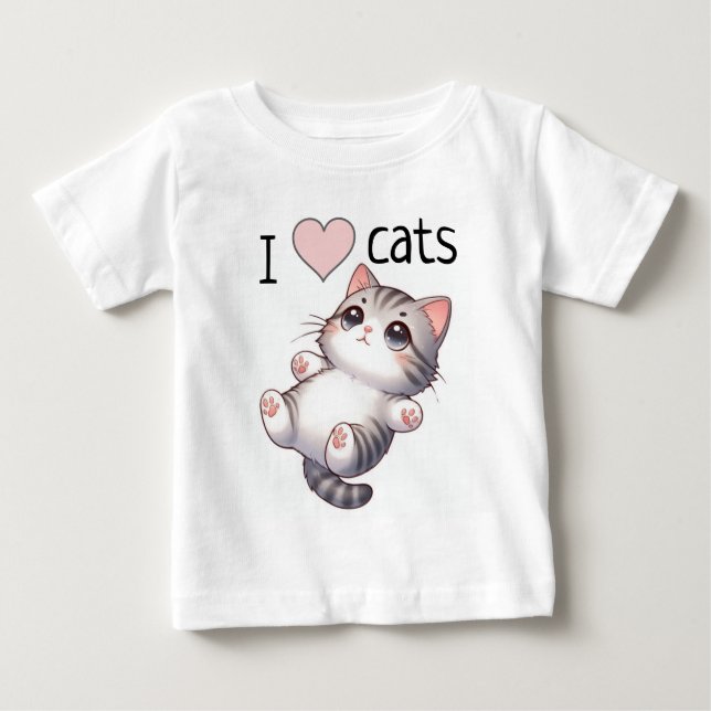 Camiseta De Bebé Gris fino gato (Anverso)