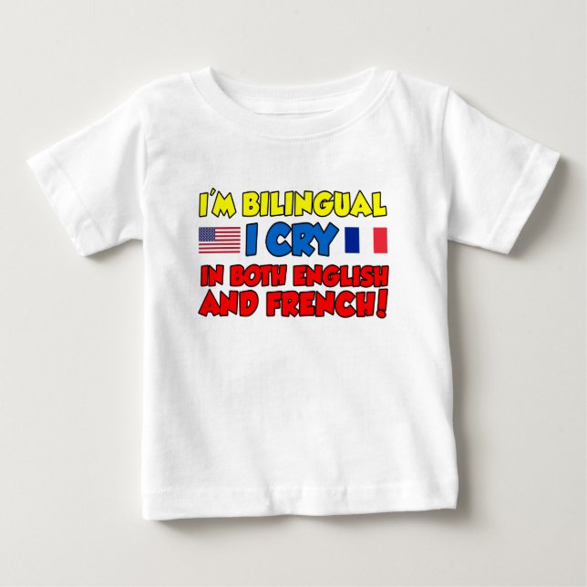 Camiseta De Bebé Grito Bilingüe Inglés Y Francés (Anverso)