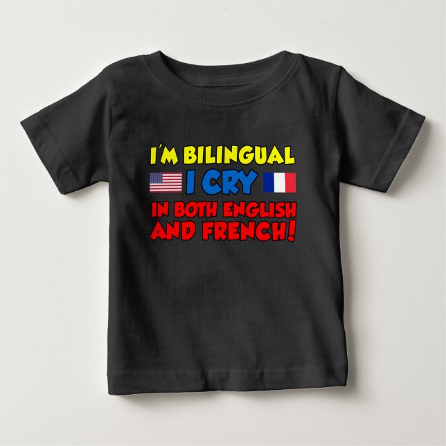 Camiseta De Bebé Grito Bilingüe Inglés Y Francés (Anverso)