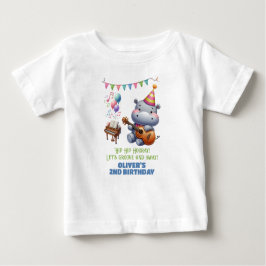 Camiseta De Bebé "Groovy Hippo Cumpleaños Bash Bonanza!" Invitación
