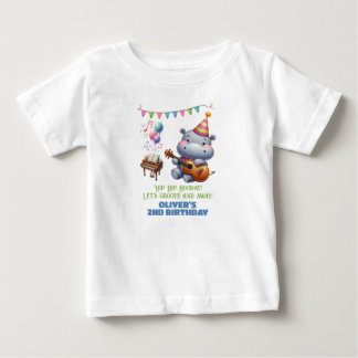 Camiseta De Bebé "Groovy Hippo Cumpleaños Bash Bonanza!" Invitación