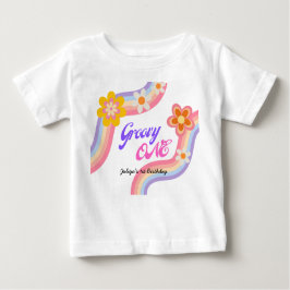 Camiseta De Bebé Groovy One Retro Rainbow Primer cumpleaños