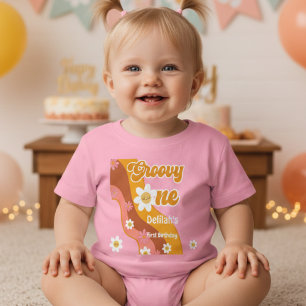 Camiseta De Bebé Groovy un retro vintage primer cumpleaños