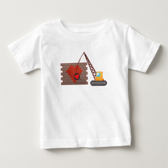 Camiseta De Bebé Grúa de destrucción de construcción de San Valentí (Anverso)