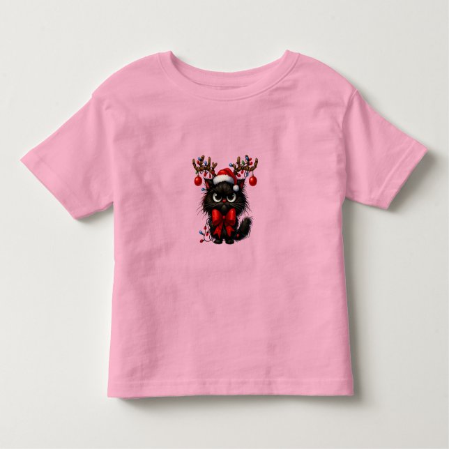 Camiseta De Bebé Grumpy Christmas Cat with Santa Hat and Antlers (Anverso)