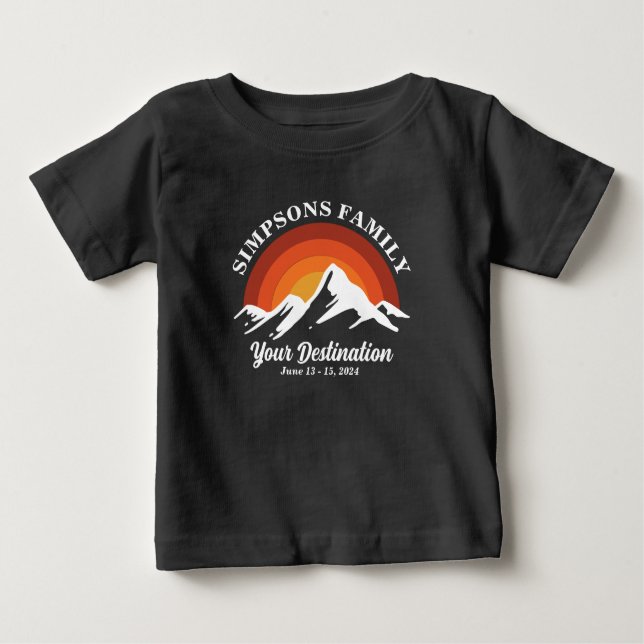 Camiseta De Bebé Grupo de vacaciones Retro Sunset Personalizado Fam (Anverso)