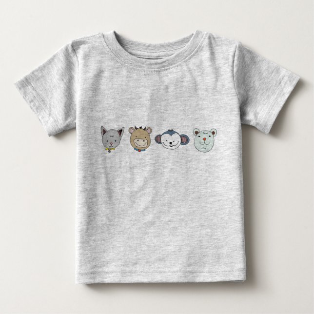 Camiseta De Bebé grupo especial de animales pequeños (Anverso)