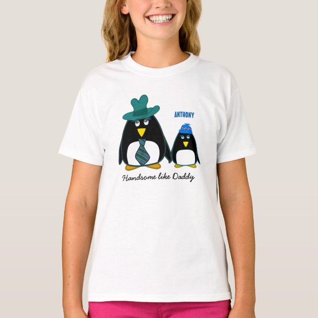 Camiseta De Bebé Guapo como papá. Pingüino dulce (Anverso)
