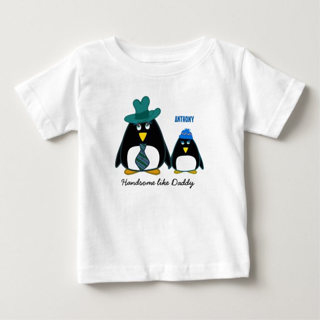 Camiseta De Bebé Guapo como papá. Pingüino dulce (Anverso)