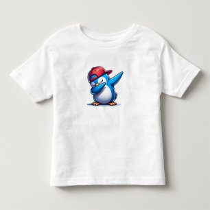 Camiseta De Bebé "Guay Dab: Pingüino azul en una gorra roja"