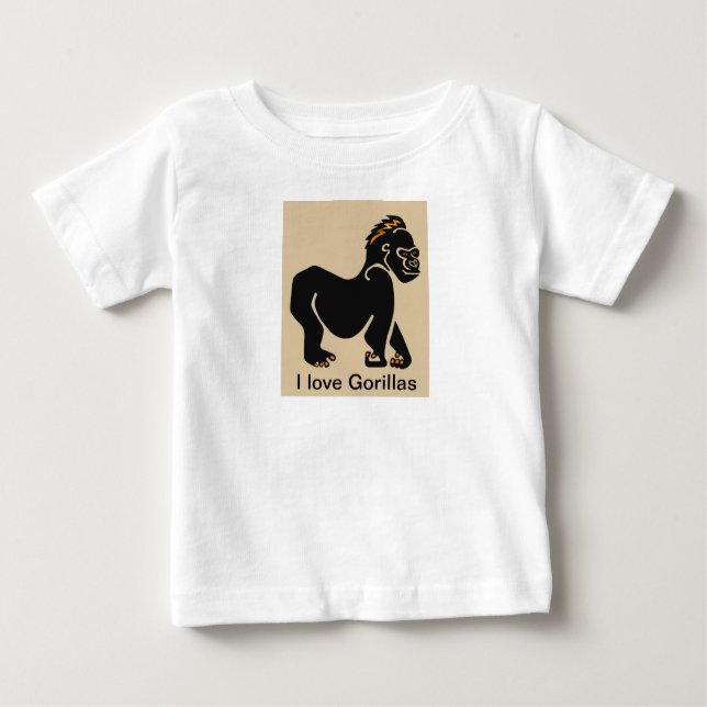 Camiseta De Bebé Guay I love GORILLAS - Animal graphic - (Anverso)