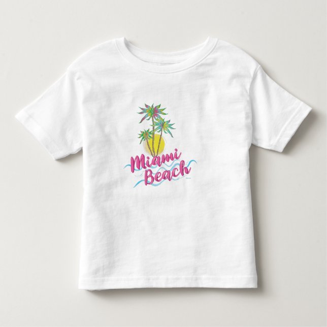 Camiseta De Bebé Guay Miami Beach, Florida Palm Trees Graphic (Anverso)