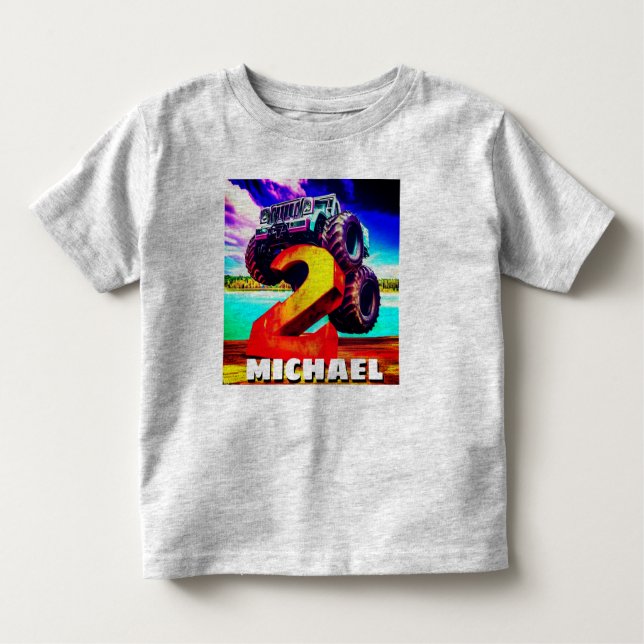 Camiseta De Bebé Guay Monster Truck 2º cumpleaños (Anverso)