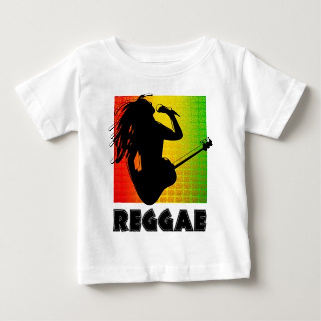 Camiseta De Bebé Guay Reggae Rasta Music Guitar Jugando Rastaman (Anverso)