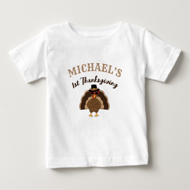 Camiseta De Bebé Guay Turquía 1er nombre personalizado de Acción de (Anverso)