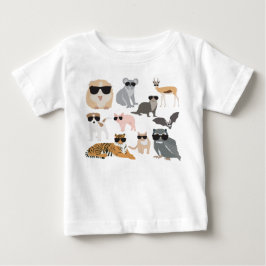 Camiseta De Bebé Guay y animales divertidos con gafas de sol