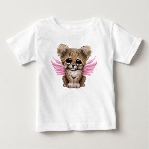 Camiseta De Bebé Guepardo lindo Cub con las alas de hadas en rosa