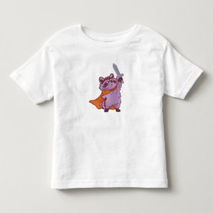 Camiseta De Bebé Guerrero Mapache de Fantasía Adorable con Espada y