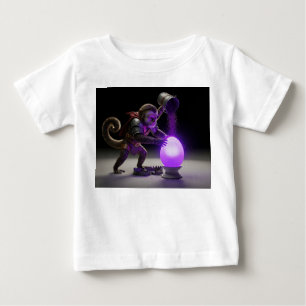 Camiseta De Bebé Guerrero mono vertiendo polvo mágico púrpura en Gl