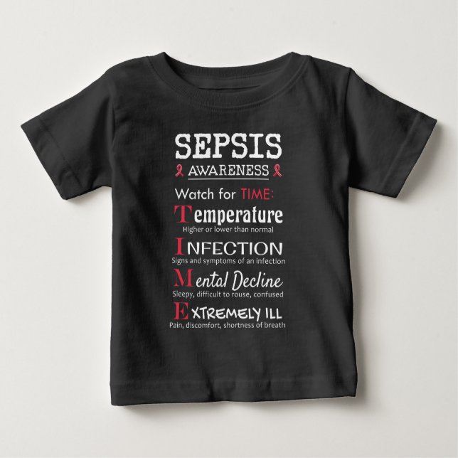 Camiseta De Bebé Guía de Sepsis Awareness Watch (Anverso)
