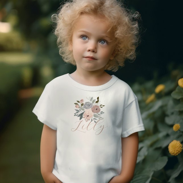 Camiseta De Bebé Guión blanco singularmente floral rosa (Subido por el creador)