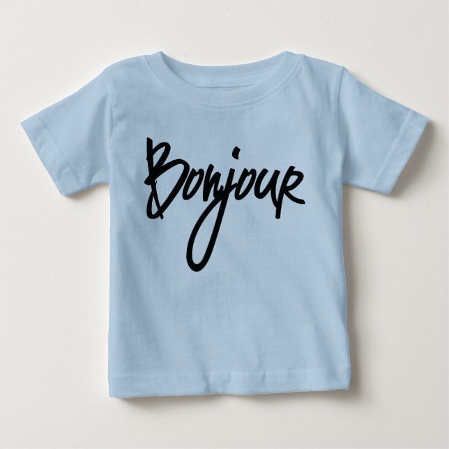Camiseta De Bebé Guión bonjour (negro) para los amantes de Francia (Anverso)