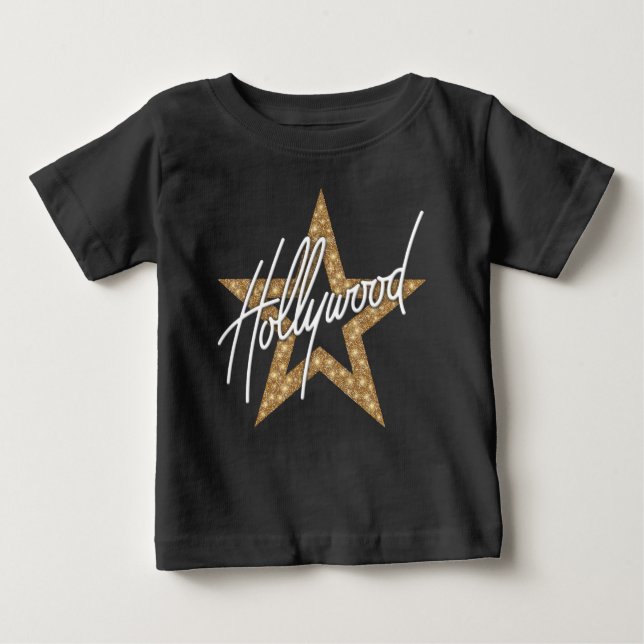 Camiseta De Bebé Guión de la mano blanca de Hollywood con estrella (Anverso)