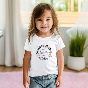 Camiseta De Bebé Guirnalda floral boho, mejor hermana de todas