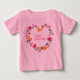 Camiseta De Bebé Guirnalda floral del corazón del amor de la