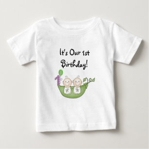 Camiseta De Bebé Guisantes de los gemelos en un primer cumpleaños