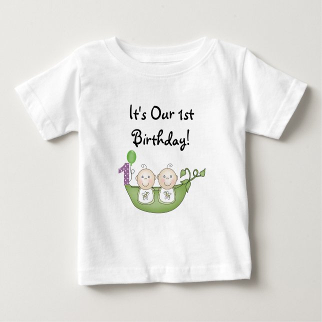 Camiseta De Bebé Guisantes de los gemelos en un primer cumpleaños (Anverso)