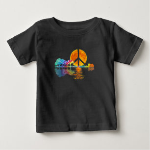 Camiseta De Bebé Guitar Lake Shadow Peace Love Guitar Hippie