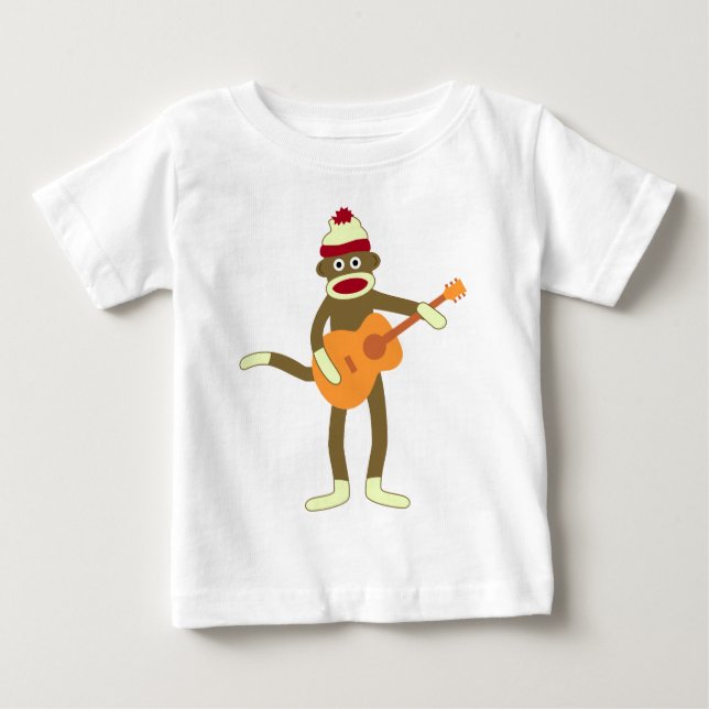 Camiseta De Bebé Guitarra acústica del mono del calcetín (Anverso)