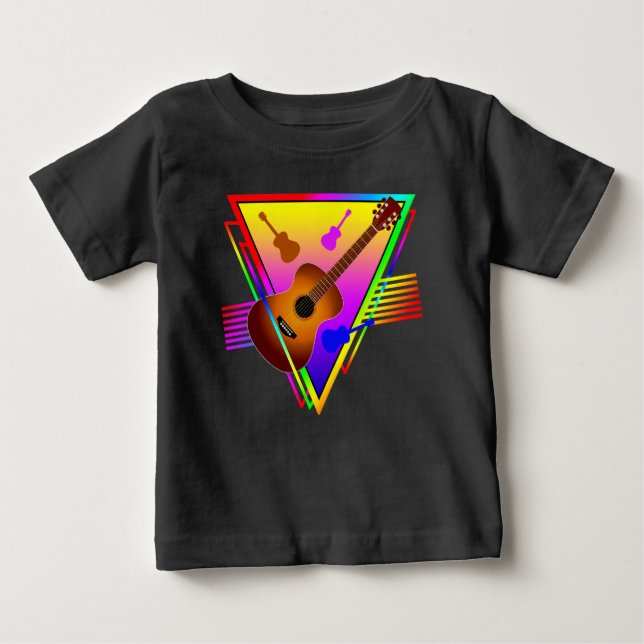 Camiseta De Bebé Guitarra Colorida Retro (Anverso)