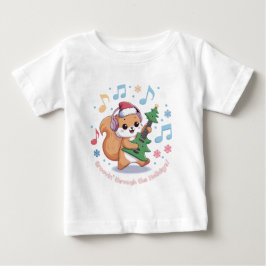 Camiseta De Bebé Guitarra de ardilla festiva rodeada de nieve
