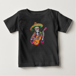 Camiseta De Bebé Guitarra de fiesta de cráneo de esqueleto del Cinc