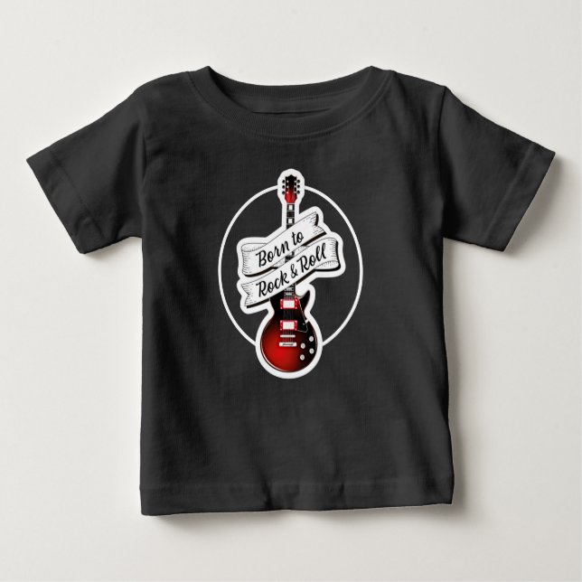 Camiseta De Bebé Guitarra infantil nacida en Rockero de Música Rock (Anverso)