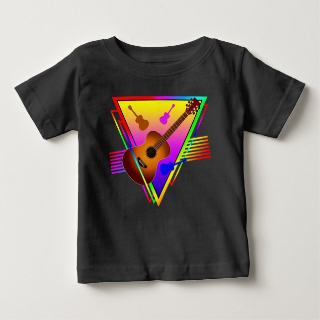 Camiseta De Bebé Guitarra retro colorida (Anverso)