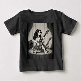 Camiseta De Bebé Guitarrista Basset Hound Estrella de Rock Retro Mo