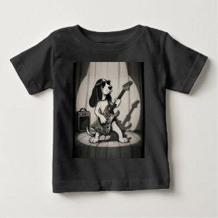 Camiseta De Bebé Guitarrista Basset Hound Estrella de Rock Retro Mo