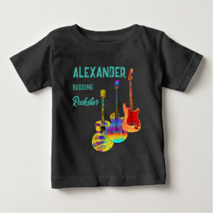 Camiseta De Bebé guitarrista rockstar de colores vivos