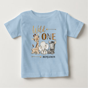 Camiseta De Bebé Gungle Wild One Baby Animals 1er cumpleaños